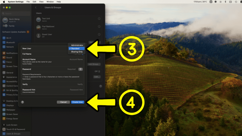 Set Up Standard User in macOS