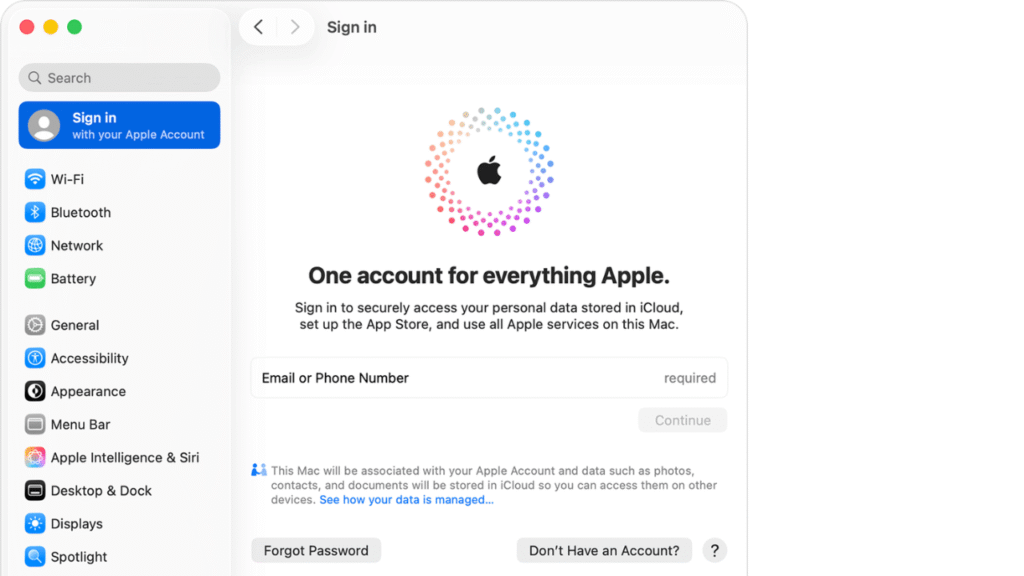 MacBook Login Apple ID